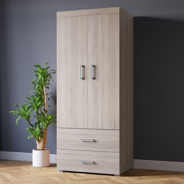 2 Door 2 Drawer Wardrobe with Rail - Sonoma Oak Effect