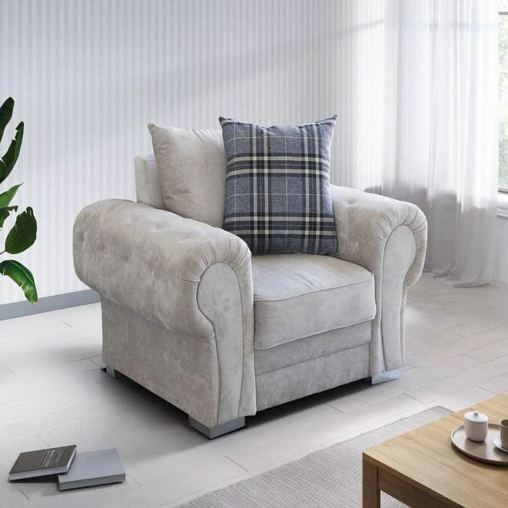NEW Verona Sofa Suite 1 Seater Scatter Back - Beige