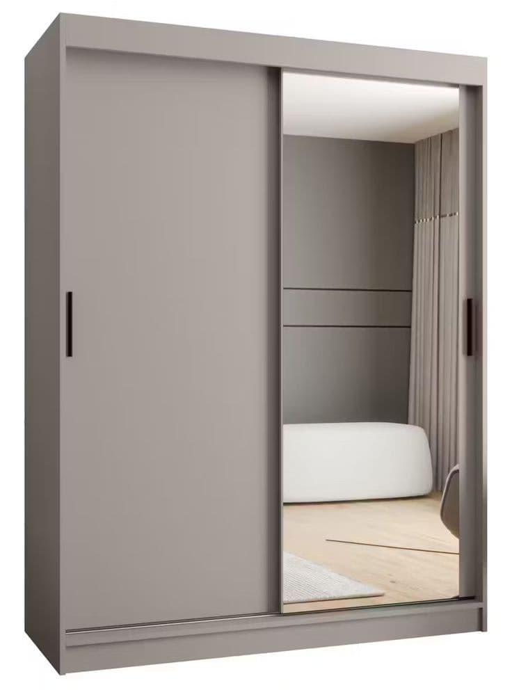 Royal Furniture Rubino T2 2 Door Sliding Wardrobe with Full Mirror | Modern Grey