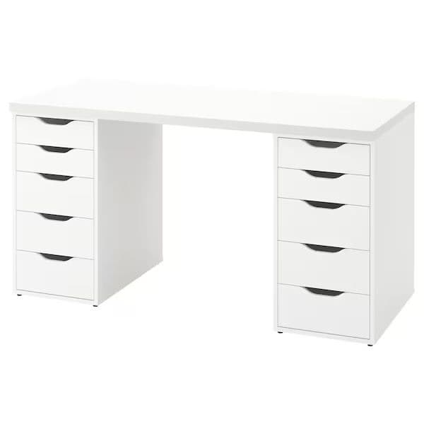 IKEA LAGKAPTEN ALEX Desk with 10 Drawers - White