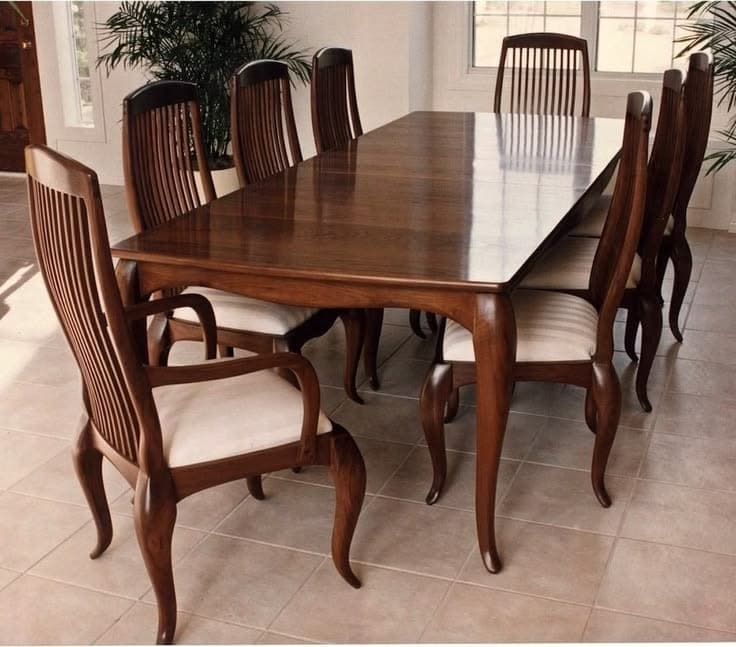 Royal Furniture Custom Handmade Extending Dining Table Set | Solid Wood & Cabriole Legs