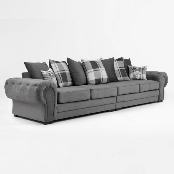 Verona 4 Seater Fabric Sofa Scatter Back - Grey