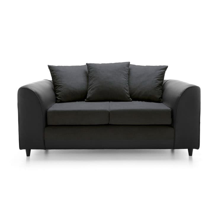 Verona Black Fabric Scatter Back 3 Seater Sofa | Modern Curved Arm Settee | UK