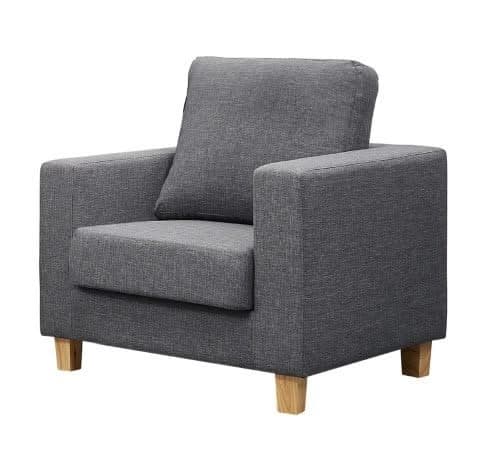 Nordic Modern 1 Seater Armchair Linen Fabric - Dark Grey