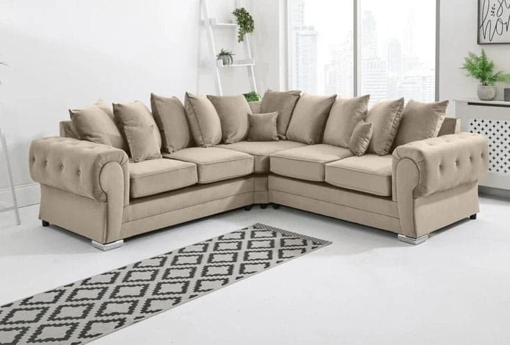 Verona Plush Fabric 2 Corner 2 (2C2) Scatter Back Sofa - Mink Beige - 250cm