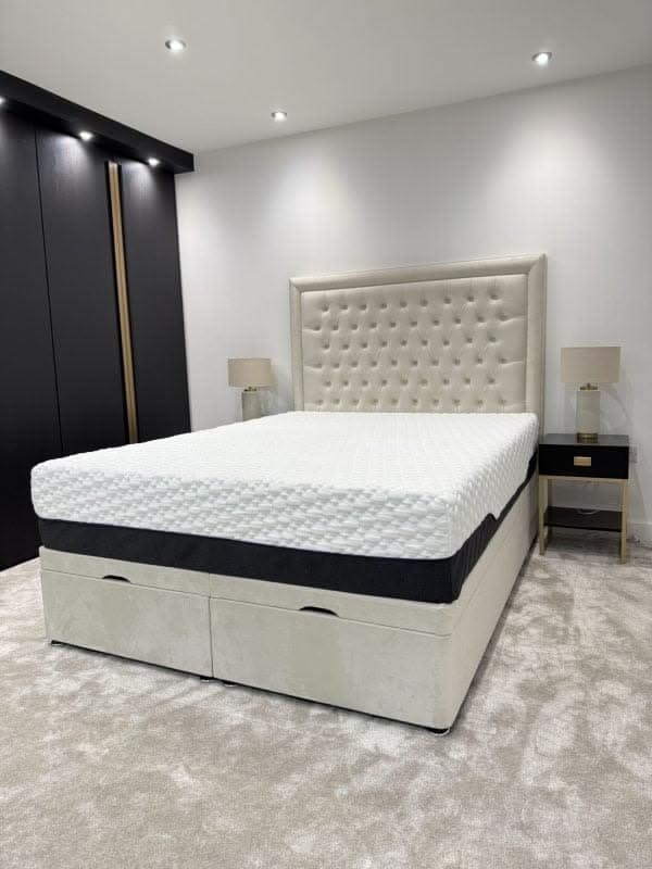 Edward Divan Bed Set with Framed Chesterfield Headboard & Storage Drawers