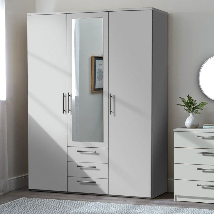 Argos Home Brisbane 3 Door 3 Drawer Mirrored Wardrobe - Grey