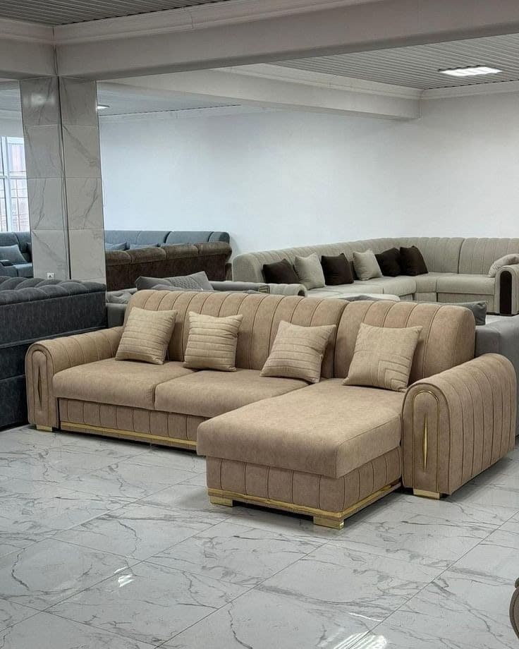 Evra Turkish Corner Sofa Bed with Storage - Cream Beige
