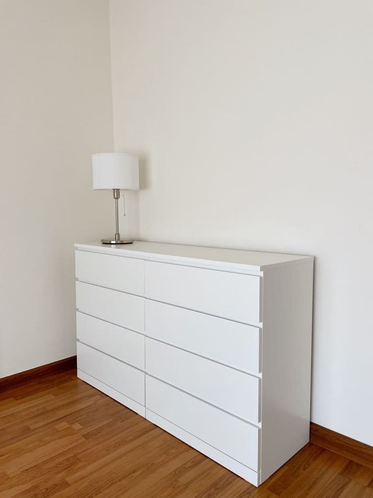 Modern White Handleless 8 Drawer Wide Double Chest of Drawers