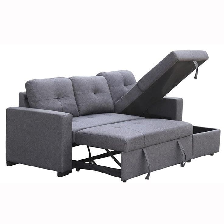 Newport Fabric Corner 3 Seater Sofa Bed with Storage - Grey