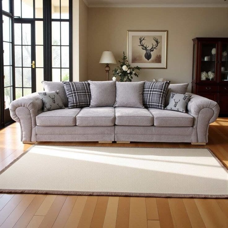 Verona 4 Seater Soft Chenille Upholstery Sofa - Light Grey