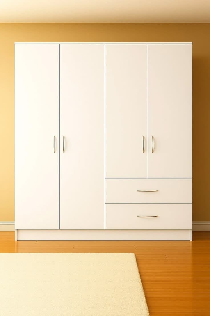 Bramley 4 Door 2 Drawer Wardrobe - White - 160cm