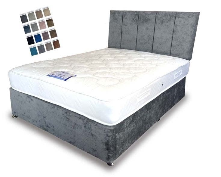 Camberwell Double 2 Drawer Divan Bed Set with Free Vertical Panel Headboard & Bonnell Mattress