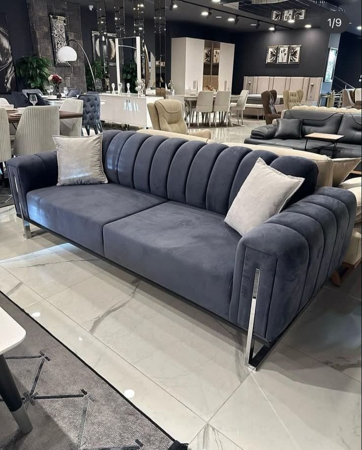 Evra Turkish 3 Seater Ottoman Sofa Bed - Charcoal Grey