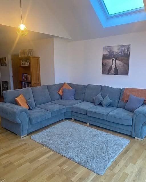 Verona Full Back Corner Sofa - Denim Blue Steel Blue