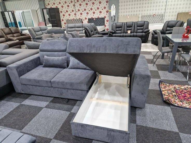 Lucca Fabric Corner Sofa Bed with Storage - Dark Grey