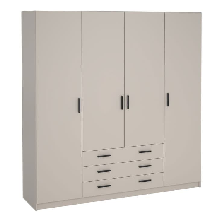 Furniture To Go Sprint 4 Door 3 Drawer Wardrobe - Cashmere
