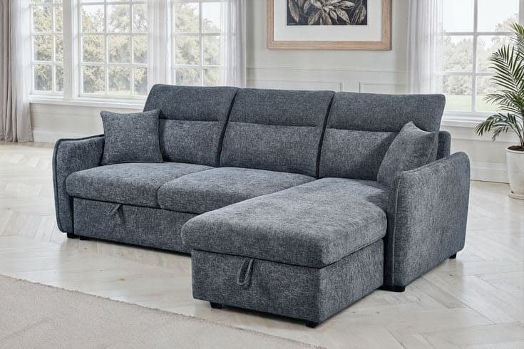 Archie Fabric Corner Sofa Bed with Storage - Grey