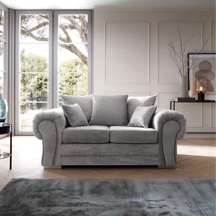 Verona 2 Seater Fabric Sofa Scatter Back - Light Grey