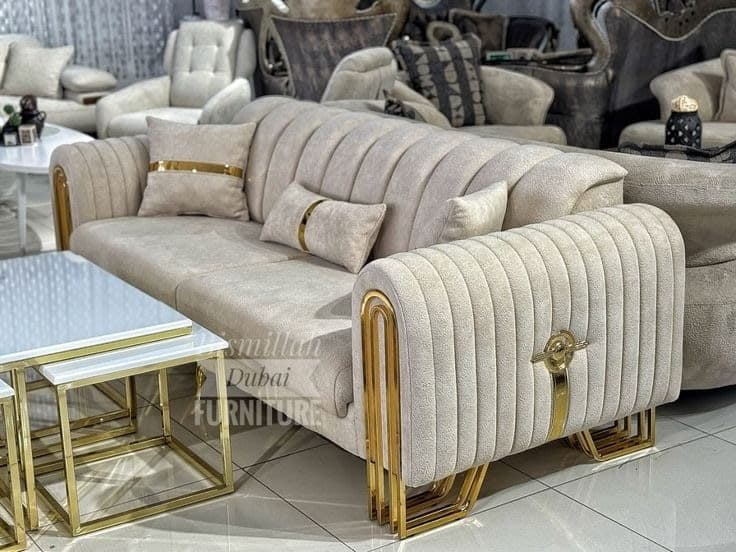 Evra Turkish 3 Seater Ottoman Sofa Bed - Cream Beige