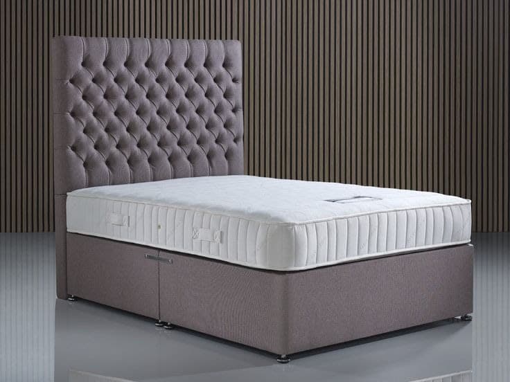 Saturn Pocket Divan Bed Set - Super King Zip & Link with Chesterfield Headboard