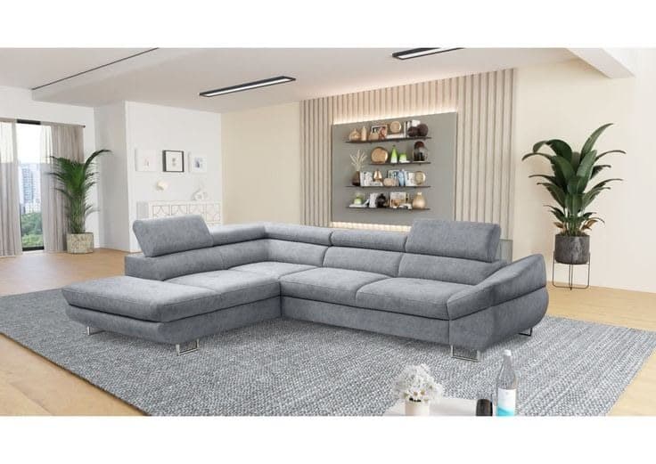 Fabio Fabric Corner Sofa Bed with Storage - Light Grey