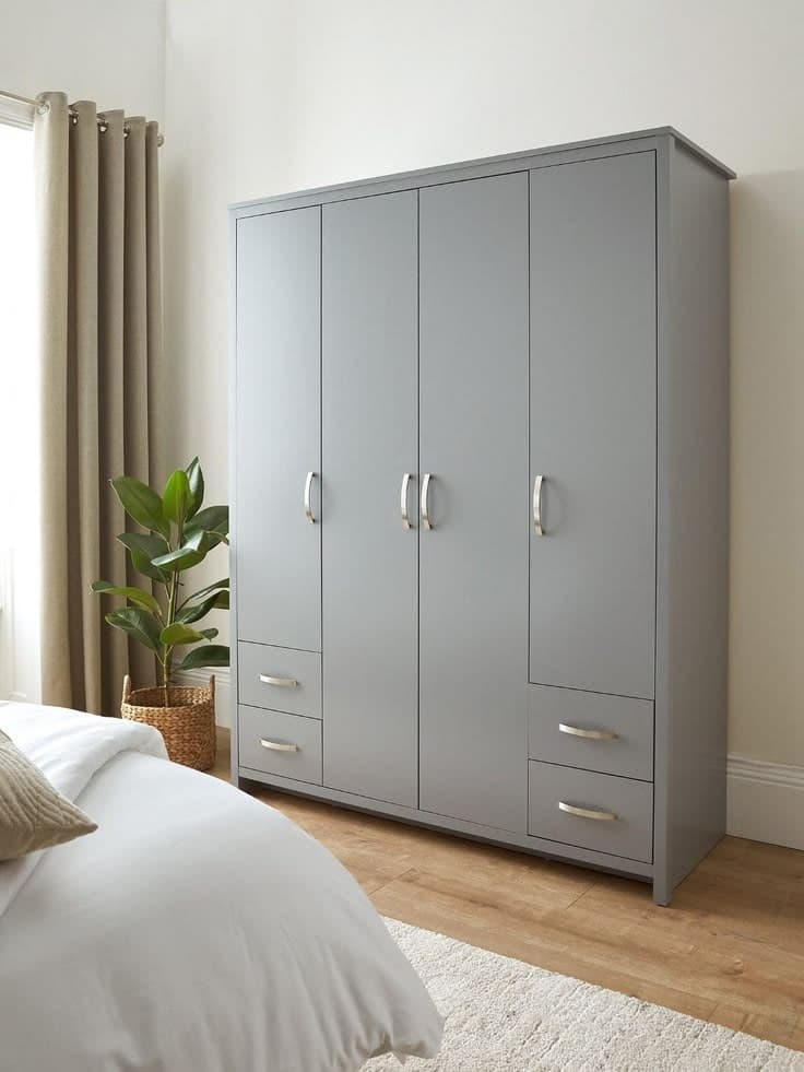 Ely 4 Door 4 Drawer Wardrobe - Grey