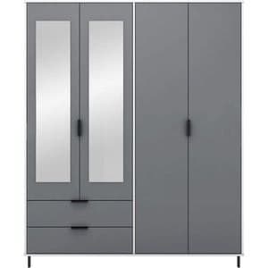 Madrid 4 Door 2 Drawer Mirrored Wardrobe - Slate Grey