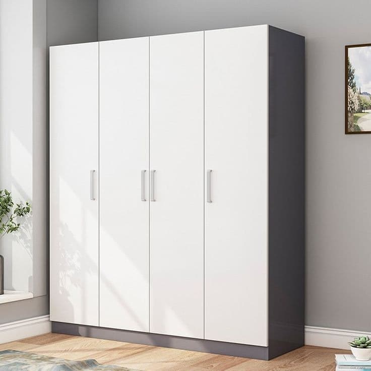Stockholm 4 Door Large Wardrobe - White & Slate Grey