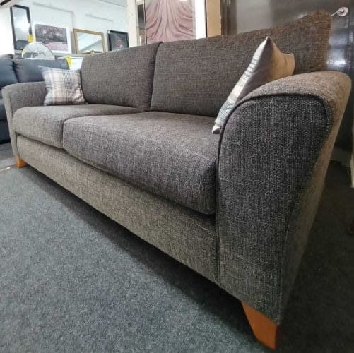 Byron Dundee Textured Grey 2 Seater Sofa | Modern Fabric Settee with Mix Scatter Cushions