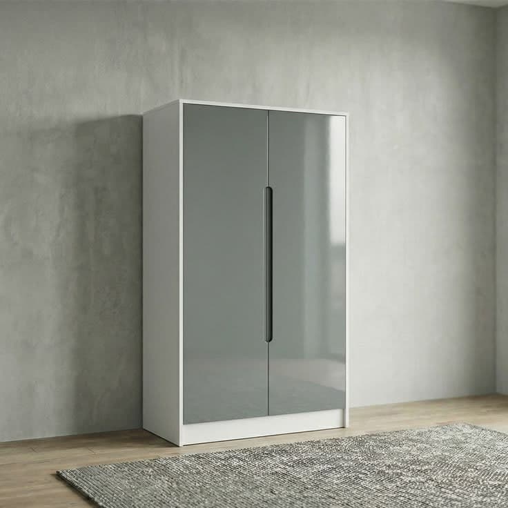 Royal Furniture Welcome Monaco Midi Wardrobe | Grey Gloss & White Ready Assembled