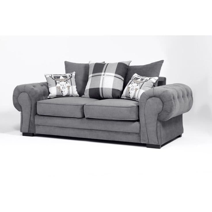 Alcrossagh 2 Seater Fabric Sofa Scatter Back - Grey