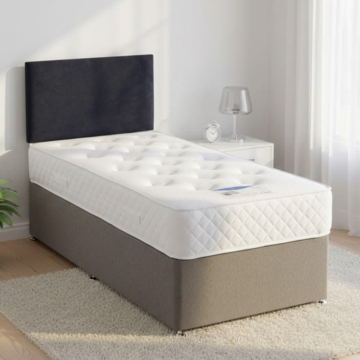 Dura Beds York Platform Top Divan Bed Set with Plain Headboard & Mattress