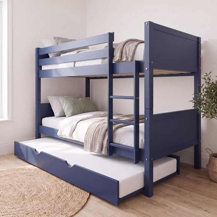 Royal Pippa Detachable Bunk Bed Frame with Pull-Out Trundle – White / Single