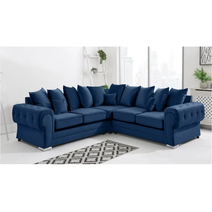Verona Plush Fabric 2 Corner 2 (2C2) Scatter Back Sofa - Blue - 250cm