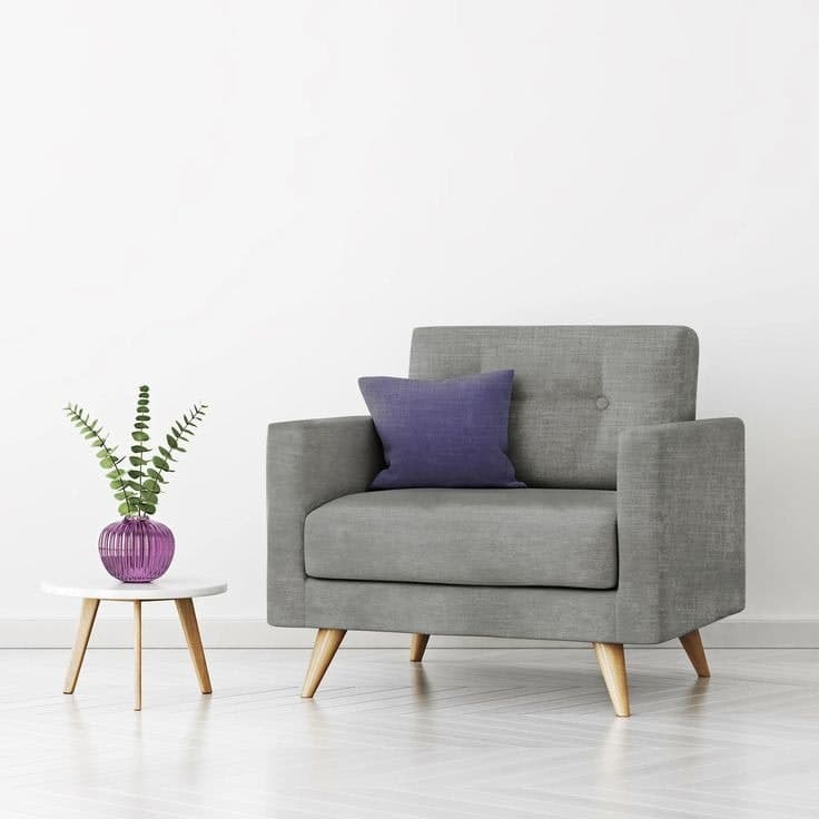 Scandi Retro 1 Seater Fabric Armchair - Light Grey