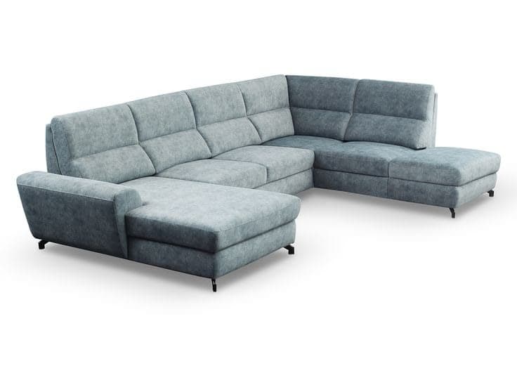 Valencia Fabric U-Shape Corner Sofa Bed with Storage - Ice Blue