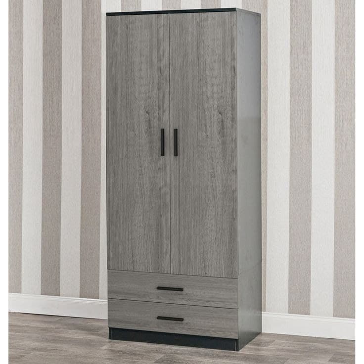 Gianpietro 2 Door 2 Drawer Wardrobe - Grey Oak