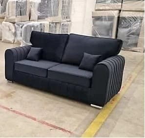 Modern Vertical Fluted Velvet 2 Seater Sofa - Charcoal Black / Dark Grey