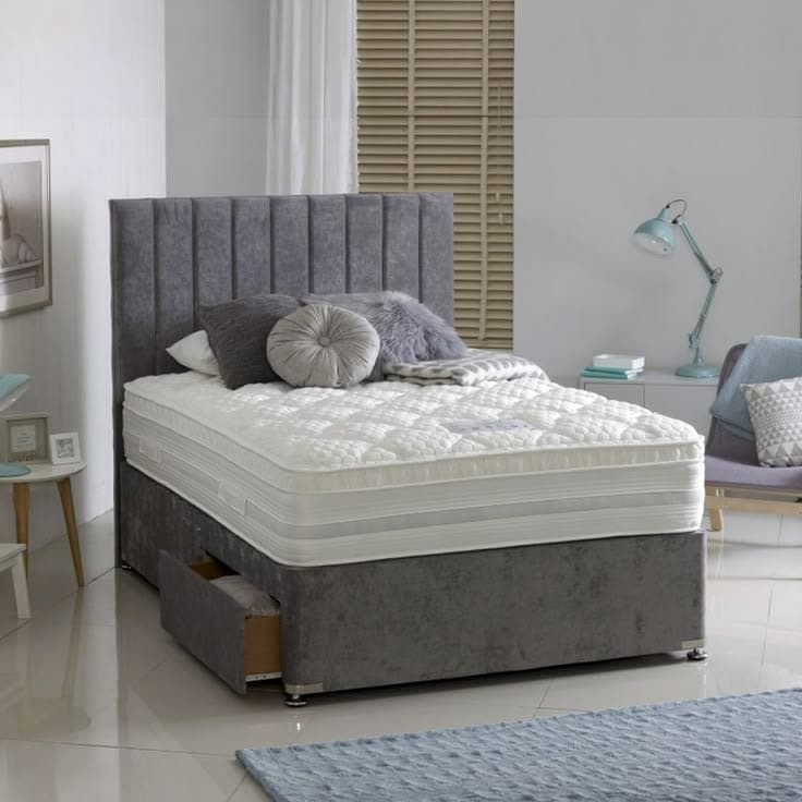 Dura Beds Oxford 1000 Pocket Spring Divan Bed Set with Vertical Panel Headboard & Drawers