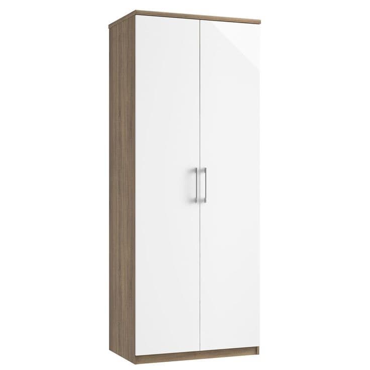 Camberley 2 Door Manufactured Wood Wardrobe - White & Walnut Oak