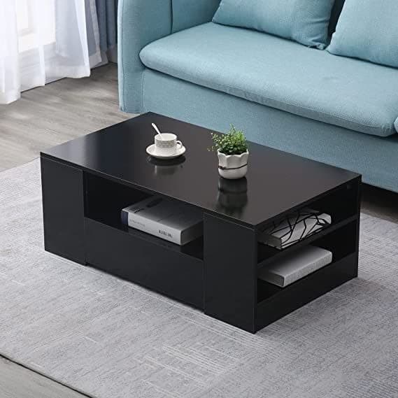 Royal Furniture Modern High Gloss LED Coffee Table | 2-Tier Storage with 2 Drawers