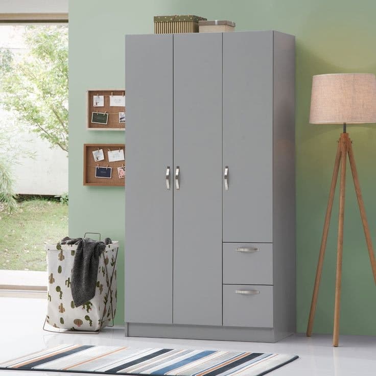 Colbrook Grey 3 Door Double Wardrobe with Drawers