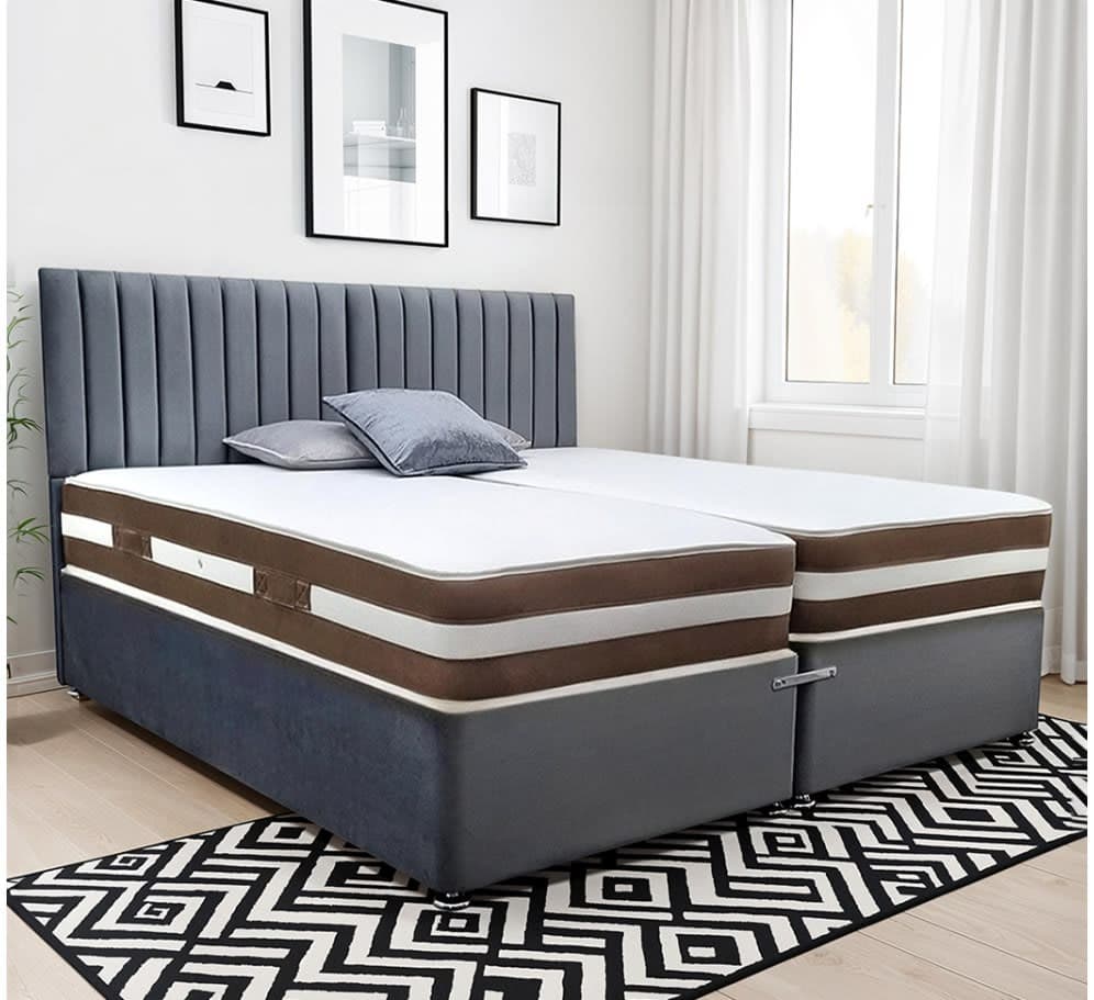 Deluxe Memory Foam 3000 Pocket Sprung 6ft Super King Size Zip and Link Bed Set