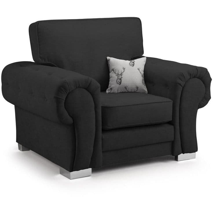 NEW Verona Sofa Suite 1 Seater Full Back - Black