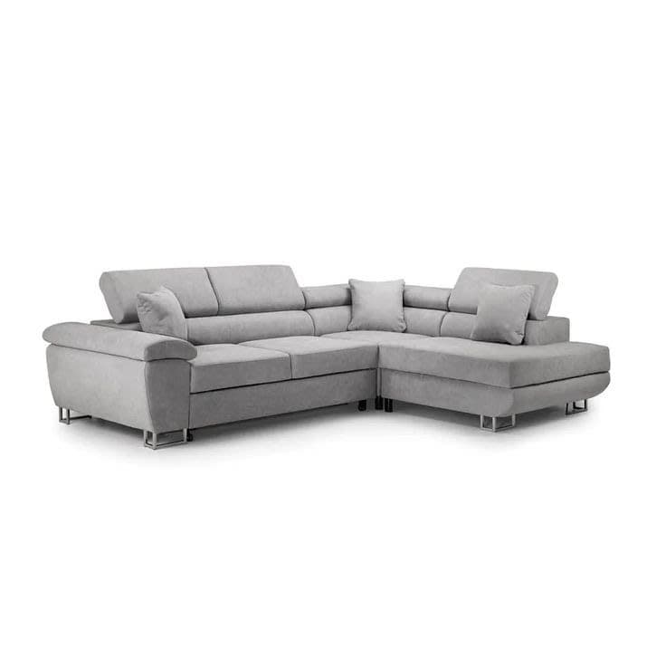Anton Fabric Corner Sofa Bed with Storage - Light Grey