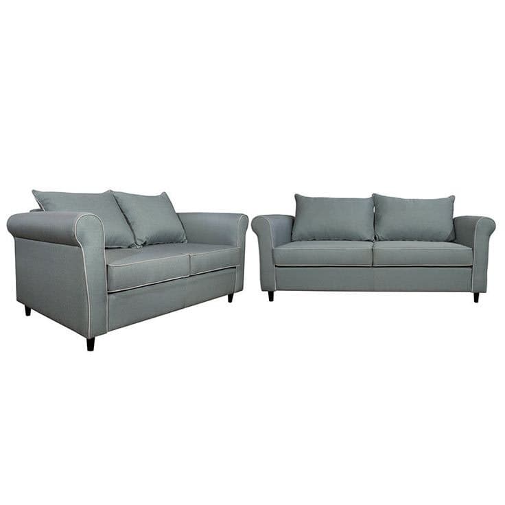 Grey Plush Velvet Full Back 3 Seater Sofa | Modern Square Arm Lounge Settee UK