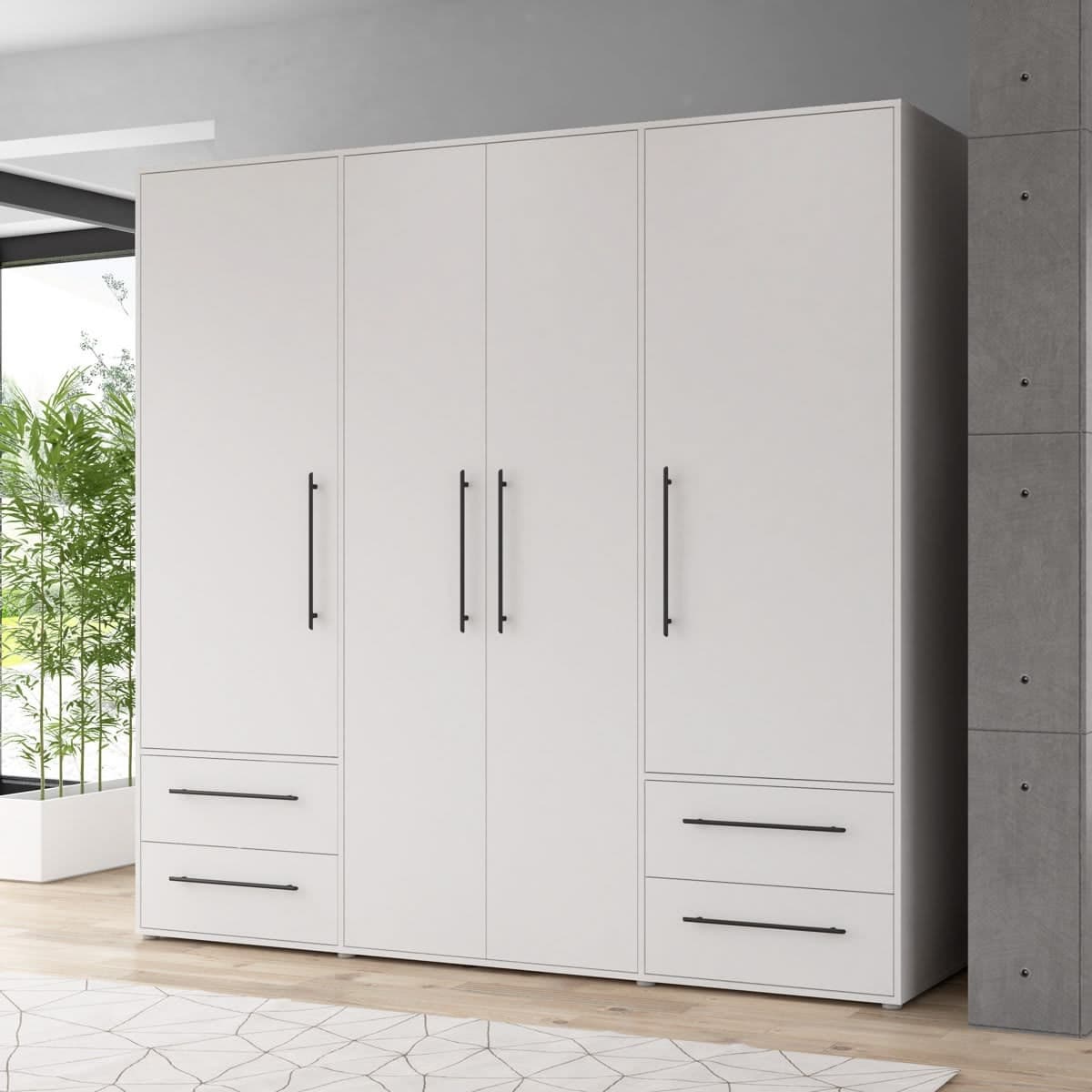 Modena 4 Door 4 Drawer Large Wardrobe - Off-White