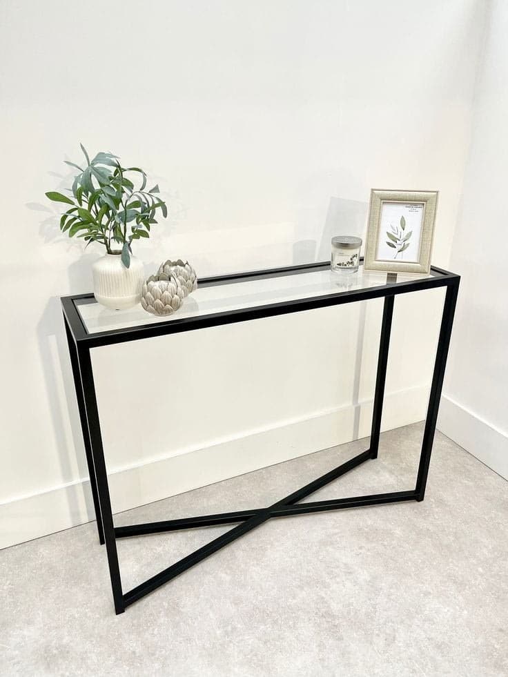 Crossley Glass & Metal Console Table - Black
