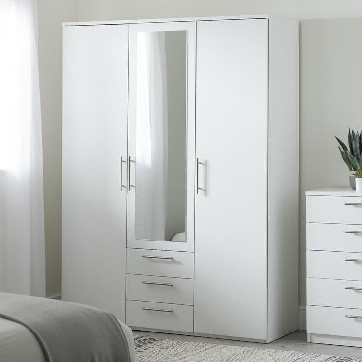 Argos Home Brisbane 3 Door 3 Drawer Mirrored Wardrobe - White